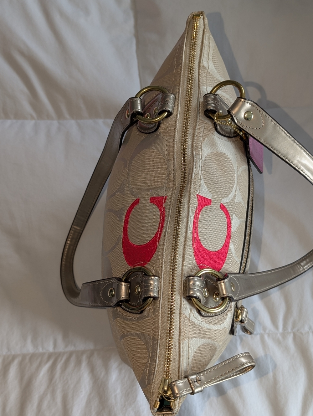 Coach Poppy Embossed Signature Logo Multicolor Tote - Picture 4 of 12